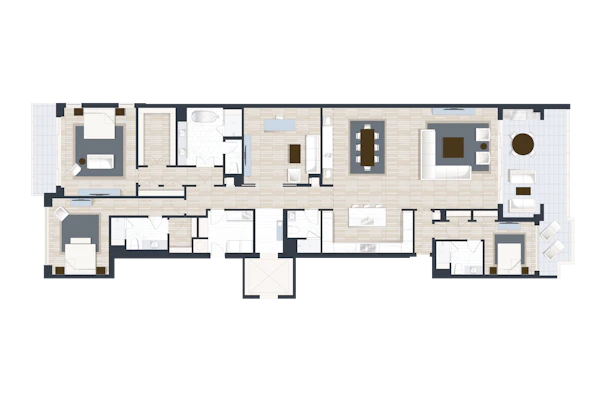 Caretta Building B Unit B306 floor plan - 3 Bedroom corner residence